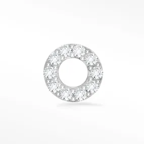 White Diamond Flat Back Earring Donut 14k