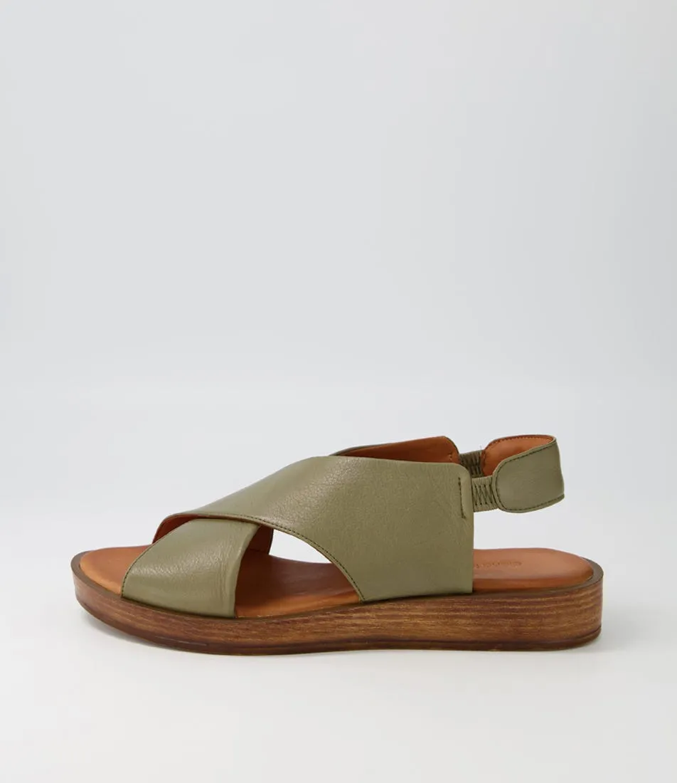 DIANA FERRARI Author Khaki Leather Sandals