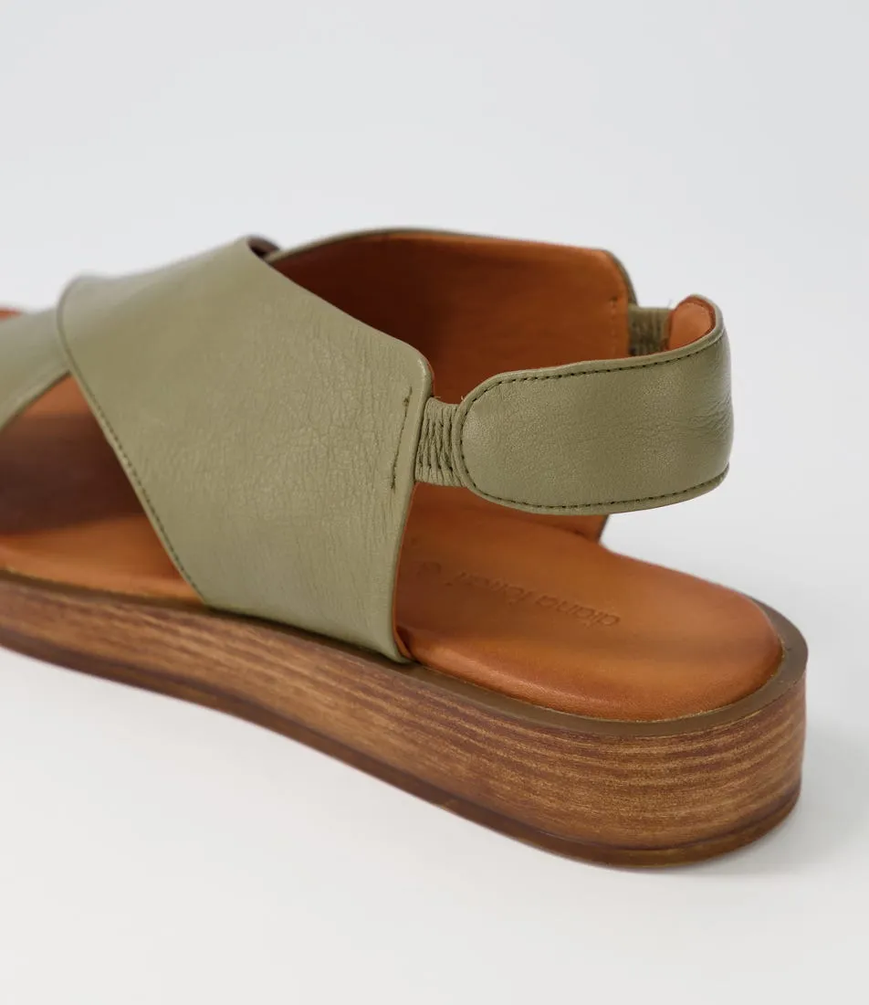 DIANA FERRARI Author Khaki Leather Sandals