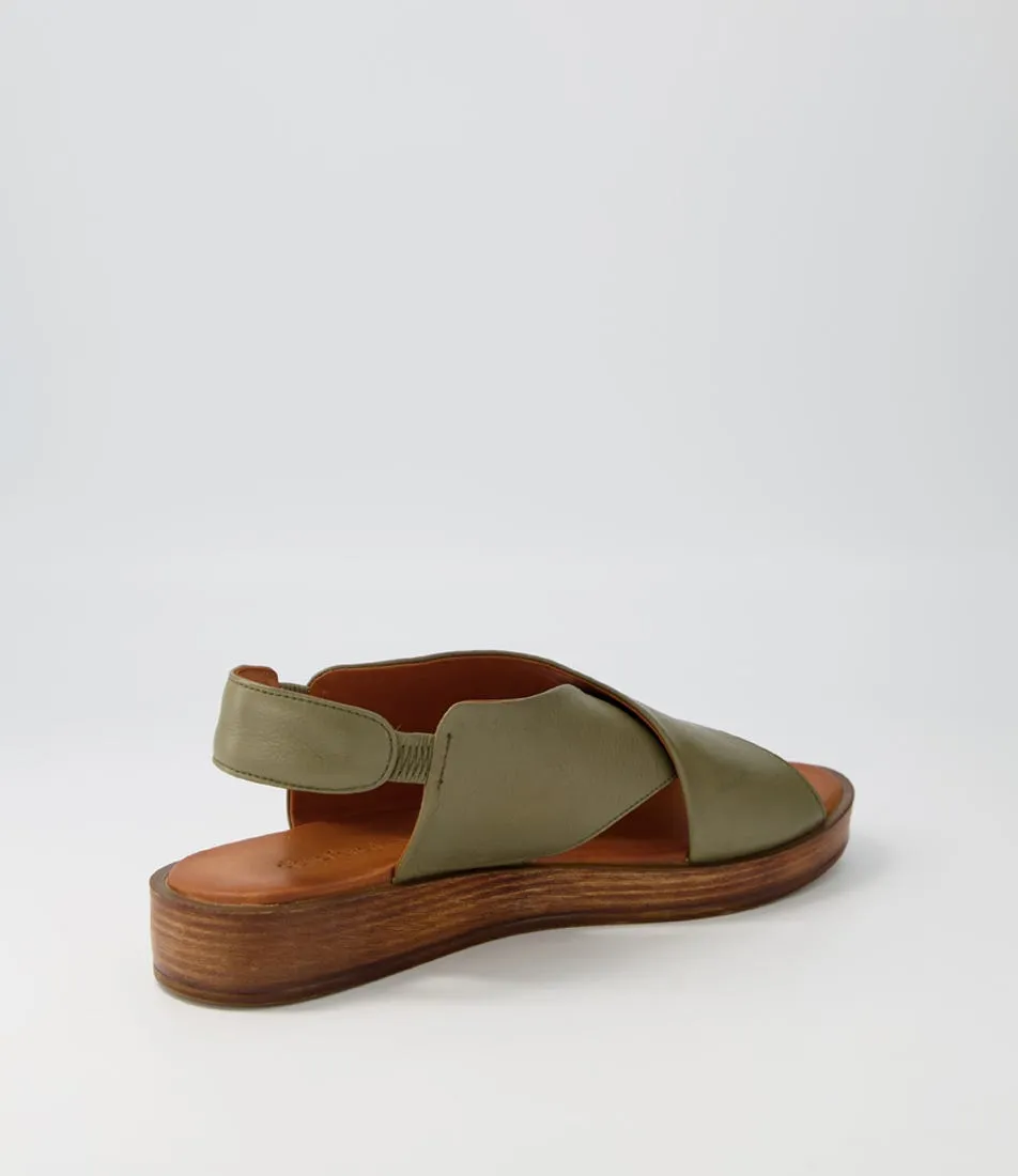 DIANA FERRARI Author Khaki Leather Sandals