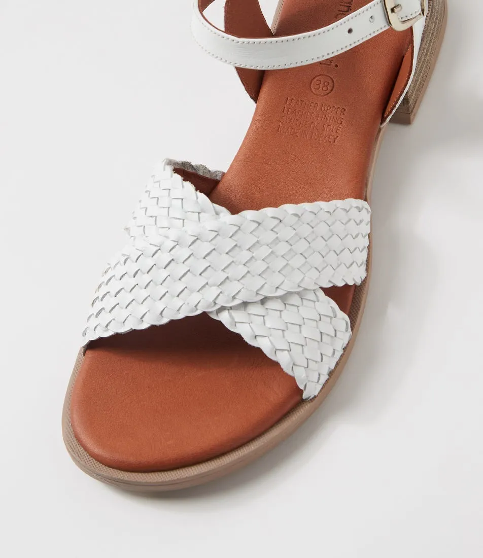 DIANA FERRARI Shela White Leather Sandals