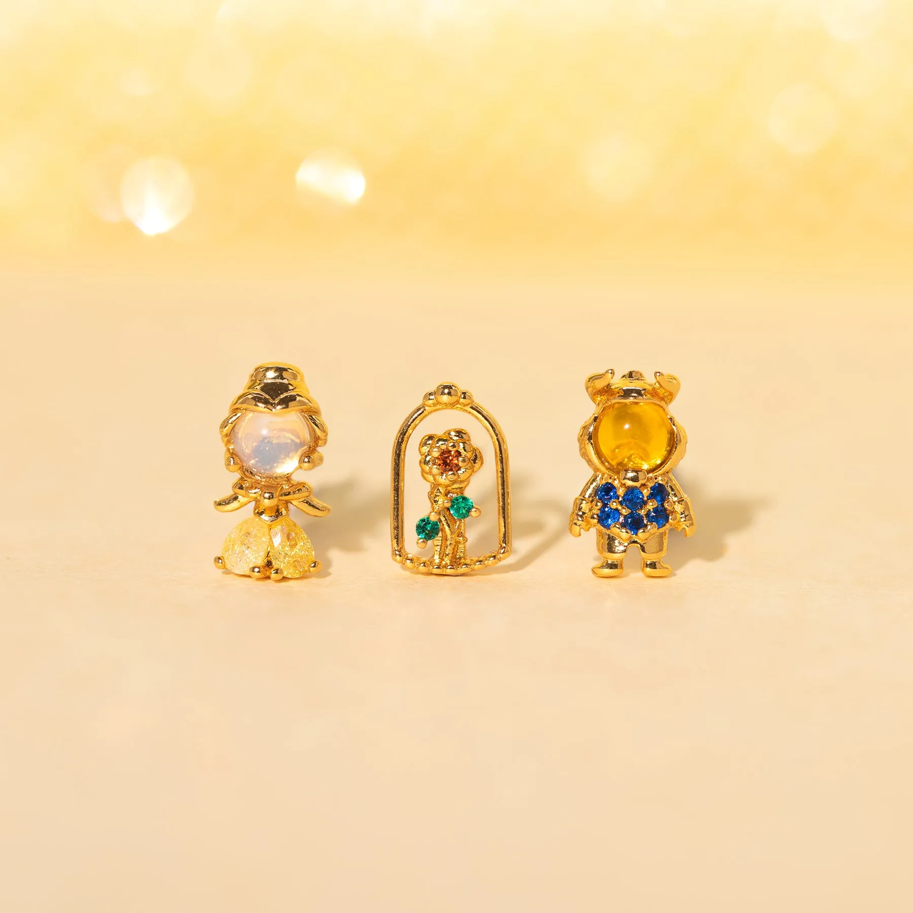 Disney Princess Beauty Beast Earrings Set