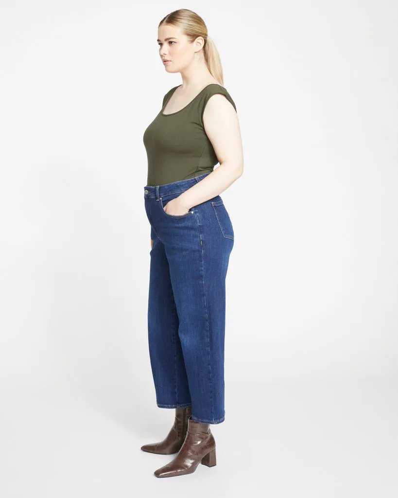 Donna High Rise Curve Straight Leg Jeans 27 Inch - Stonewash Indigo