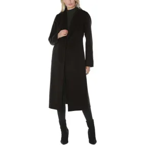 Black Double Layered Collar Wool Long Coat