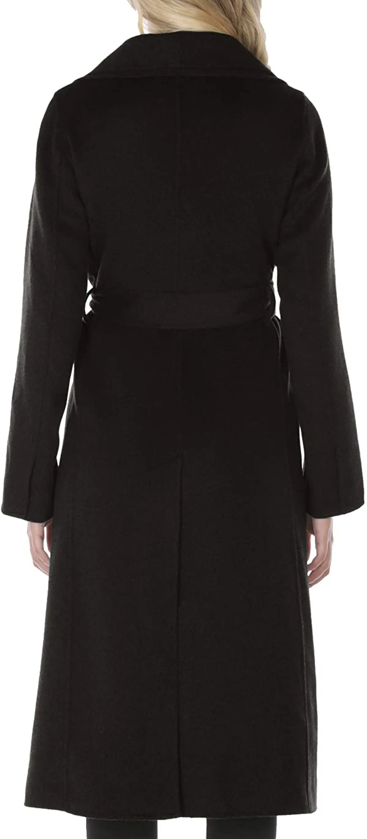 Black Double Layered Collar Wool Long Coat