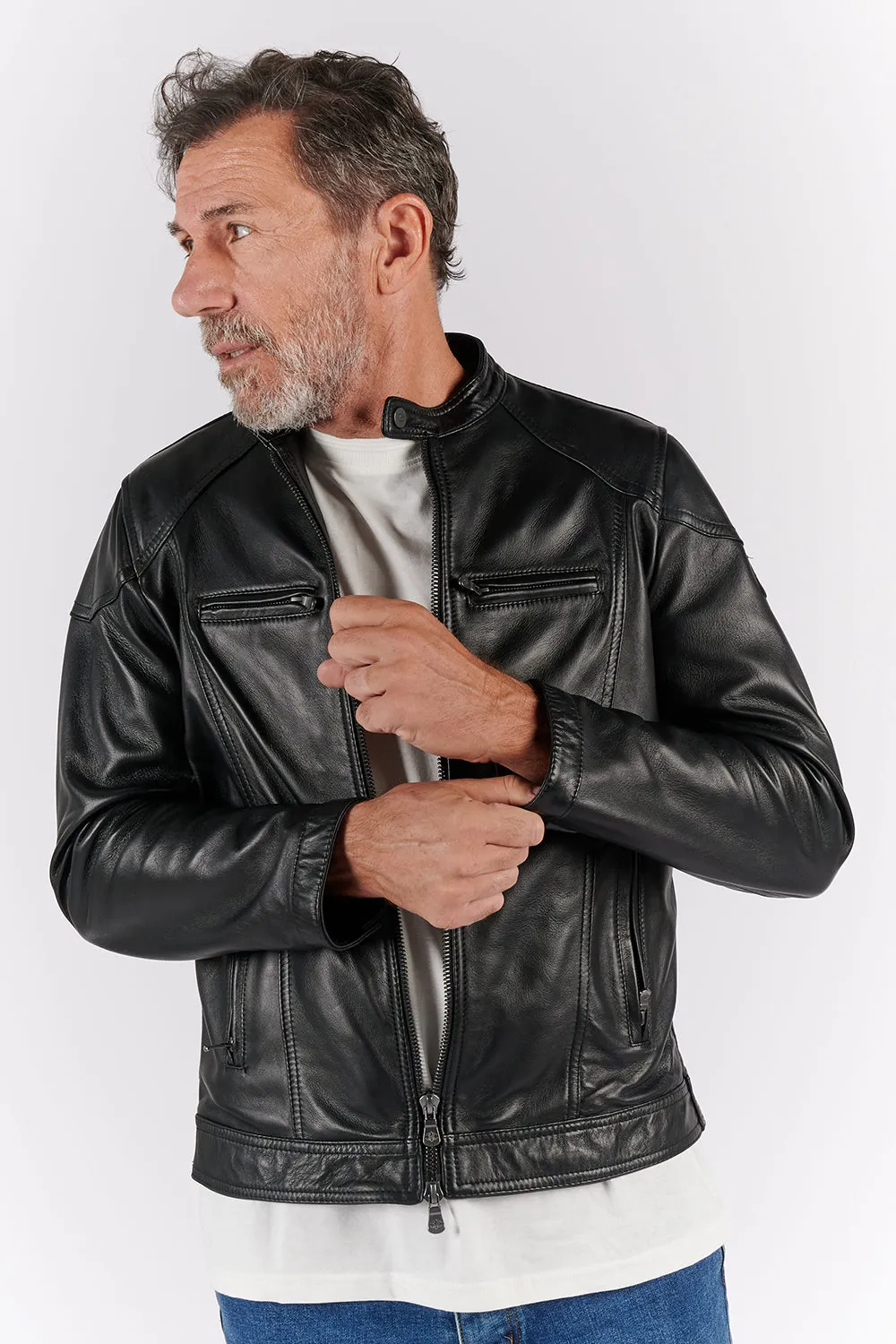 Elton leather jacket - black