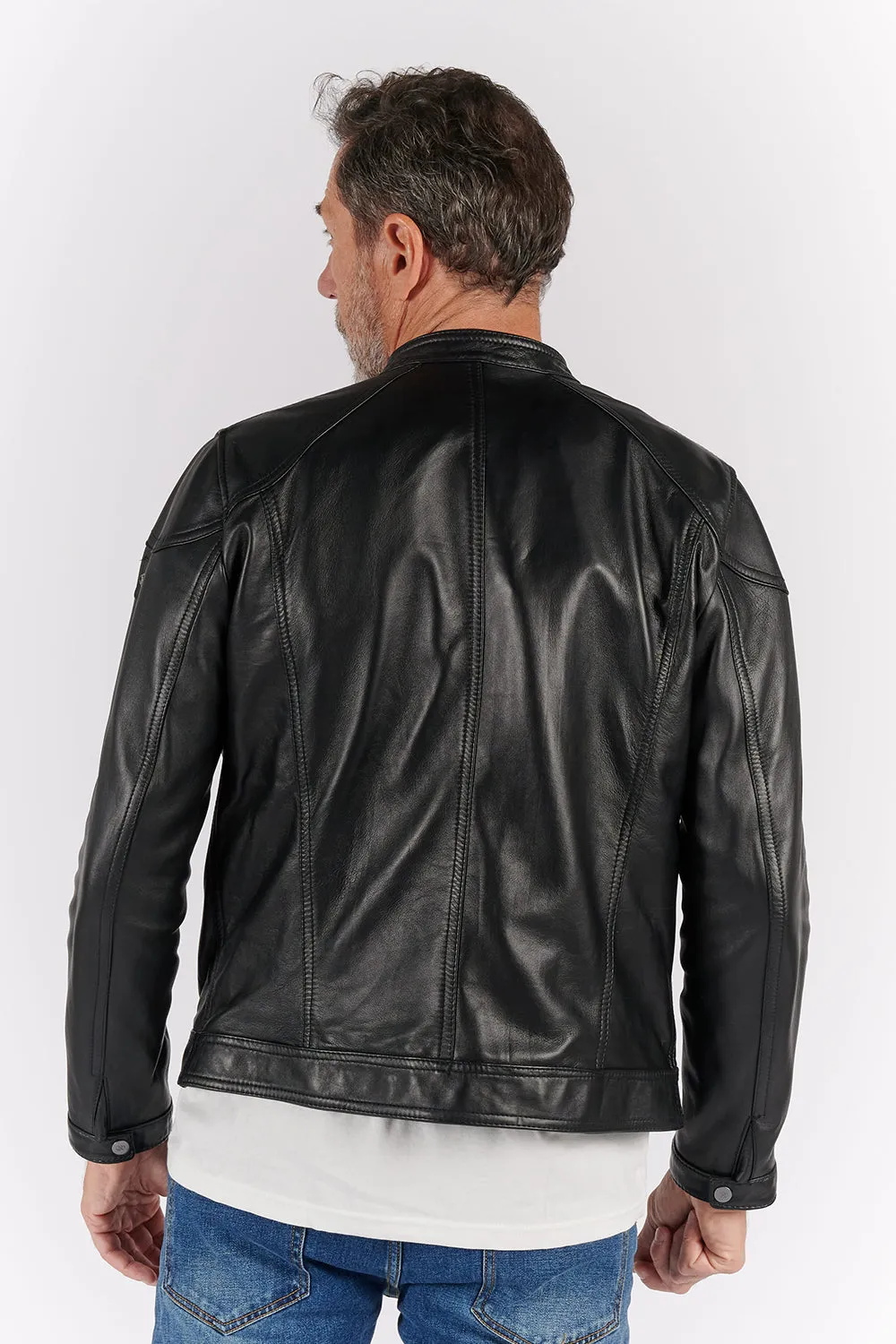 Elton leather jacket - black