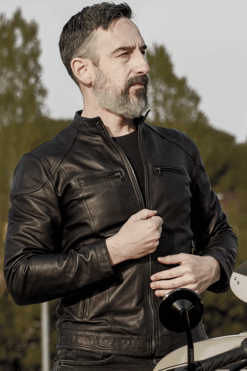 Elton leather jacket - black