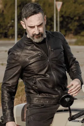 Elton leather jacket - black