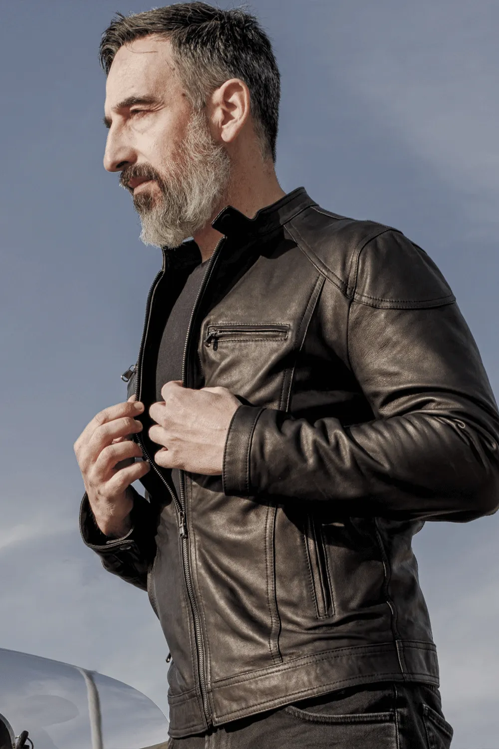 Elton leather jacket - black