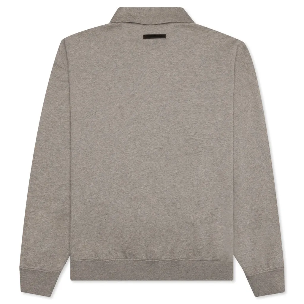 Dark Heather Oatmeal Long Sleeve Essentials Polo