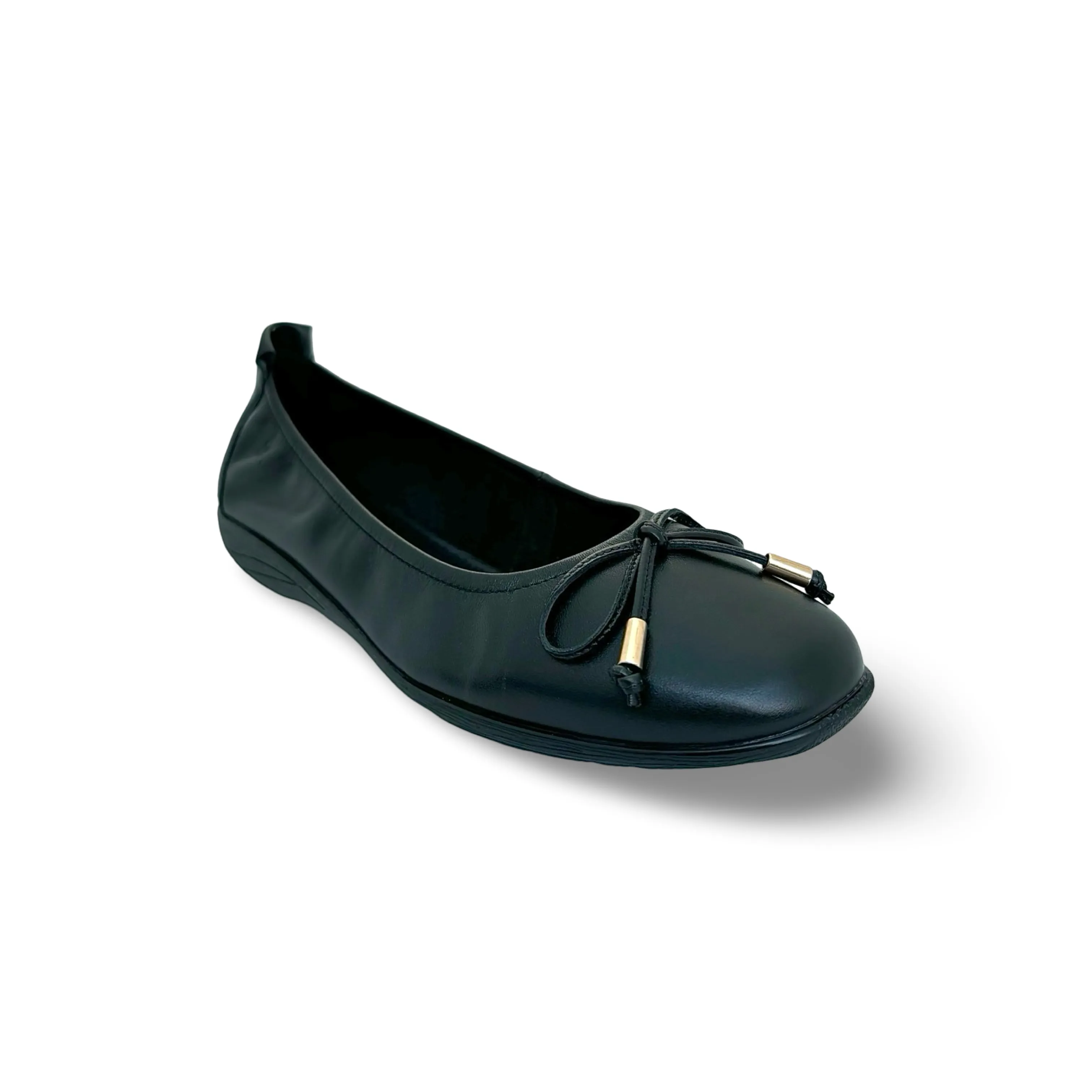 Fenja Black Leather Flat