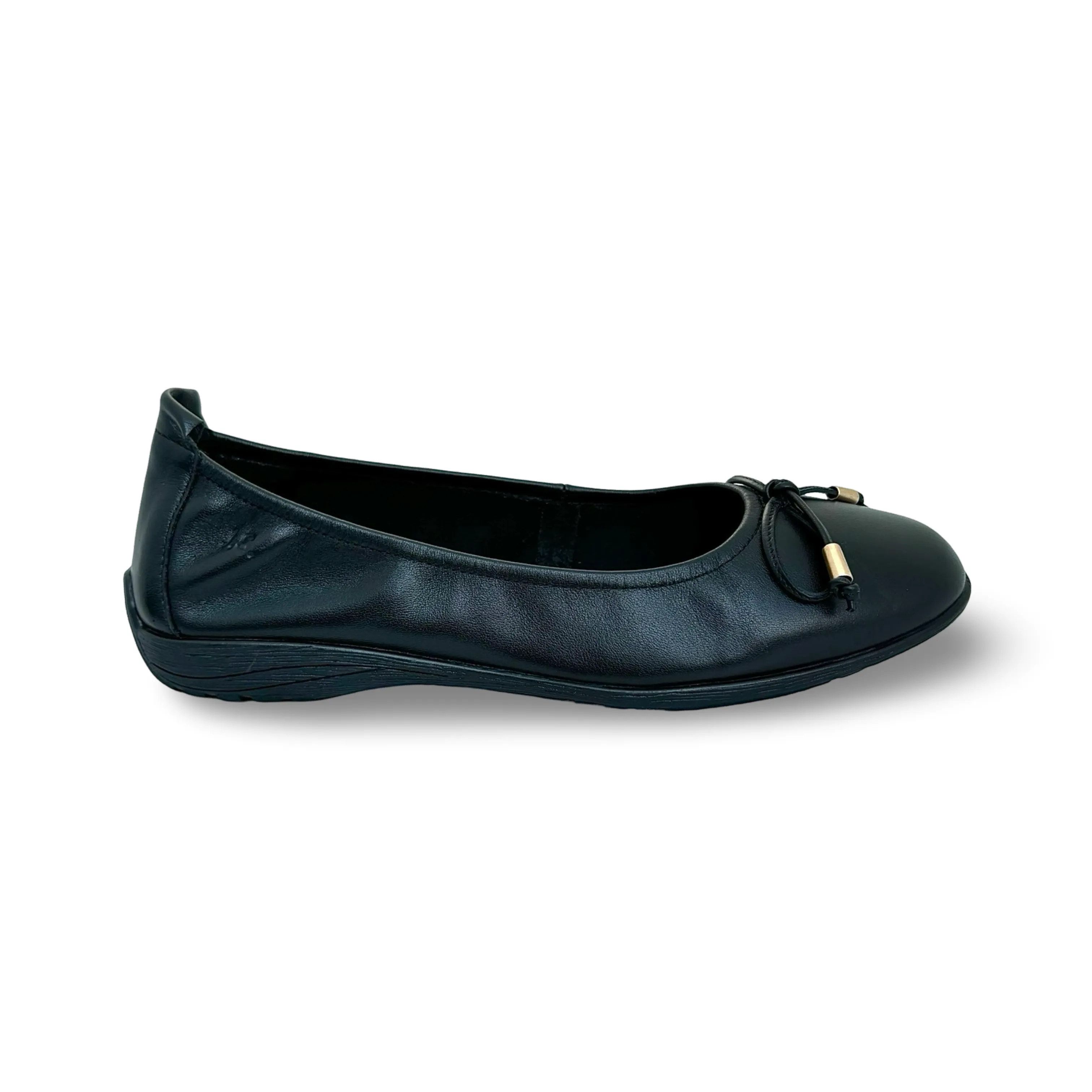 Fenja Black Leather Flat