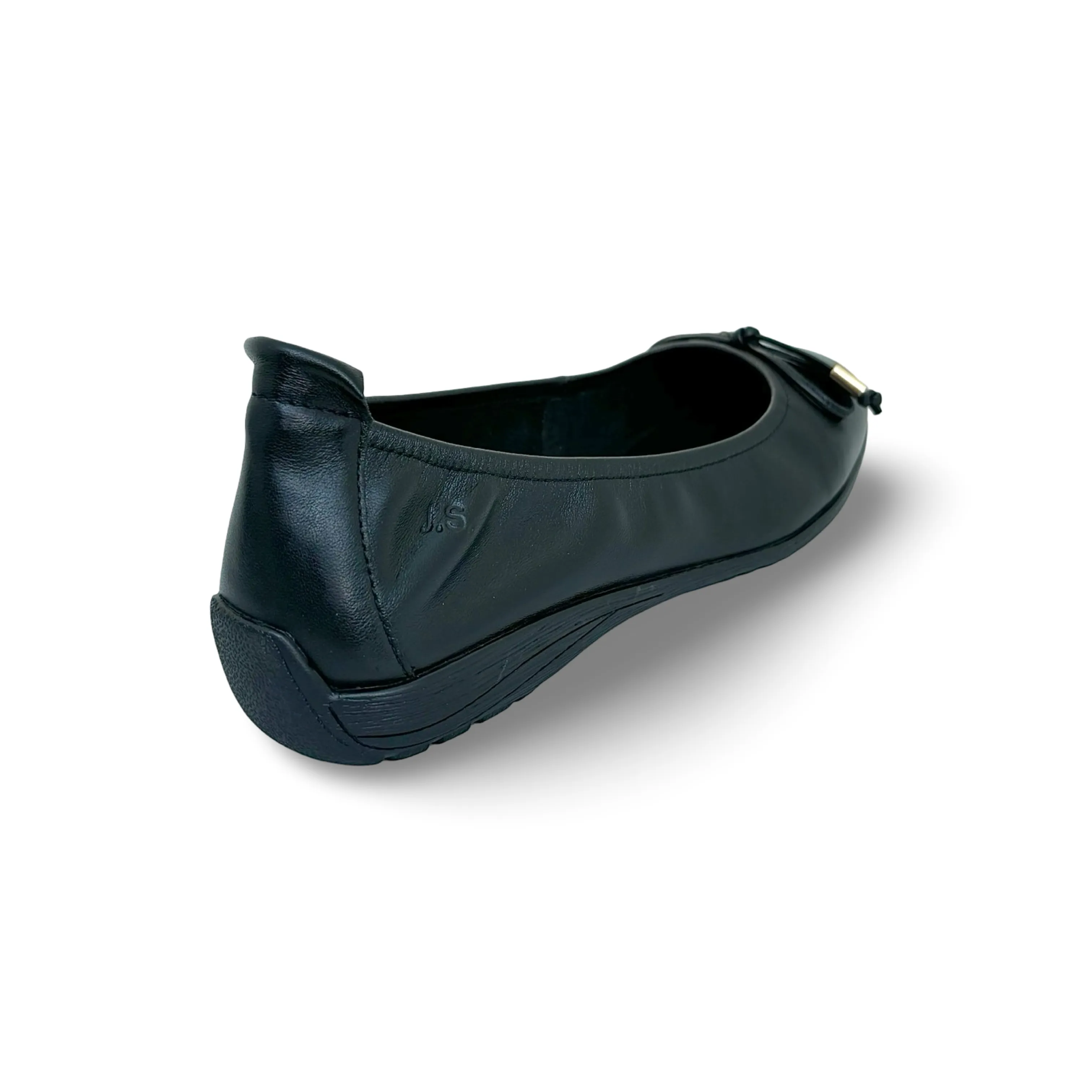 Fenja Black Leather Flat