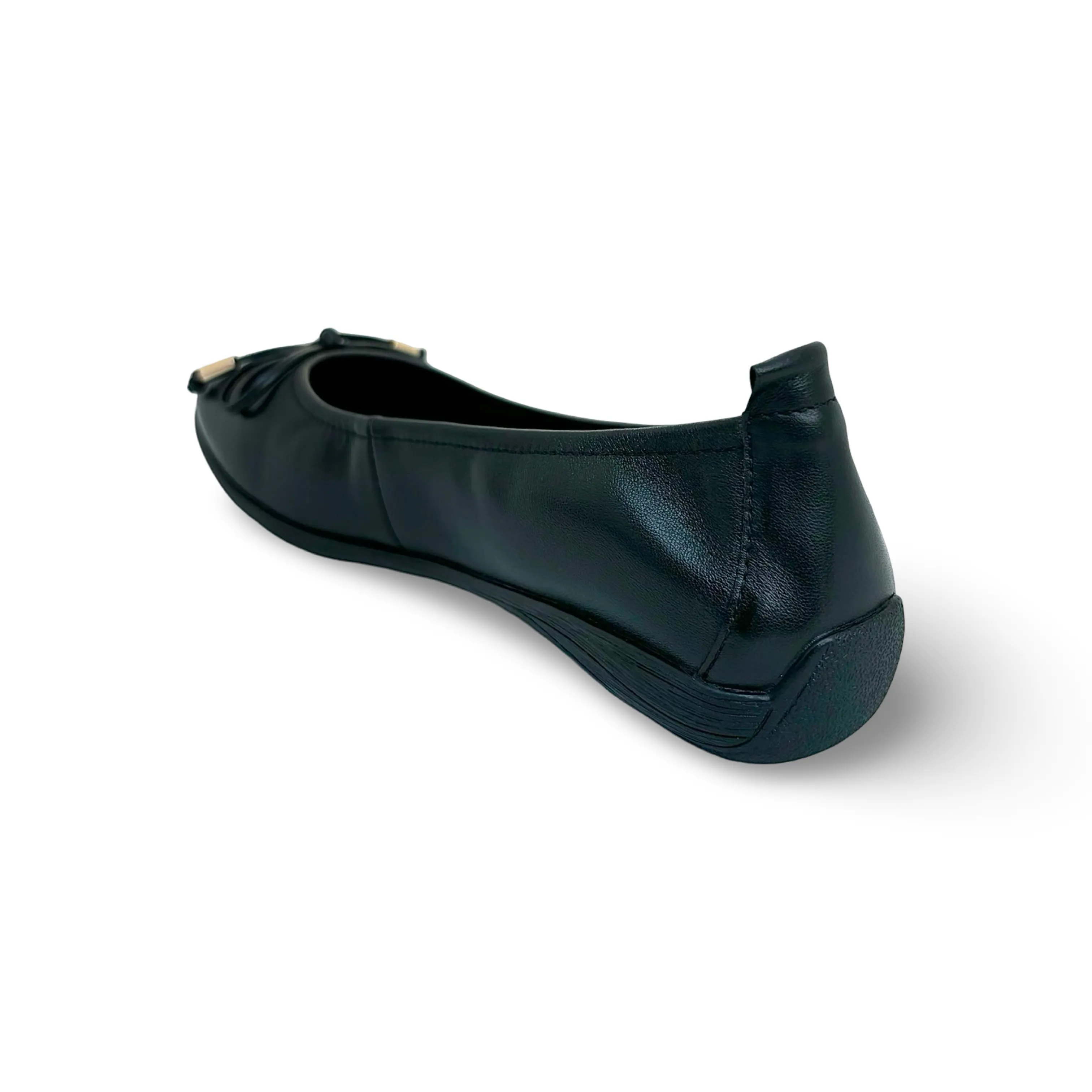 Fenja Black Leather Flat