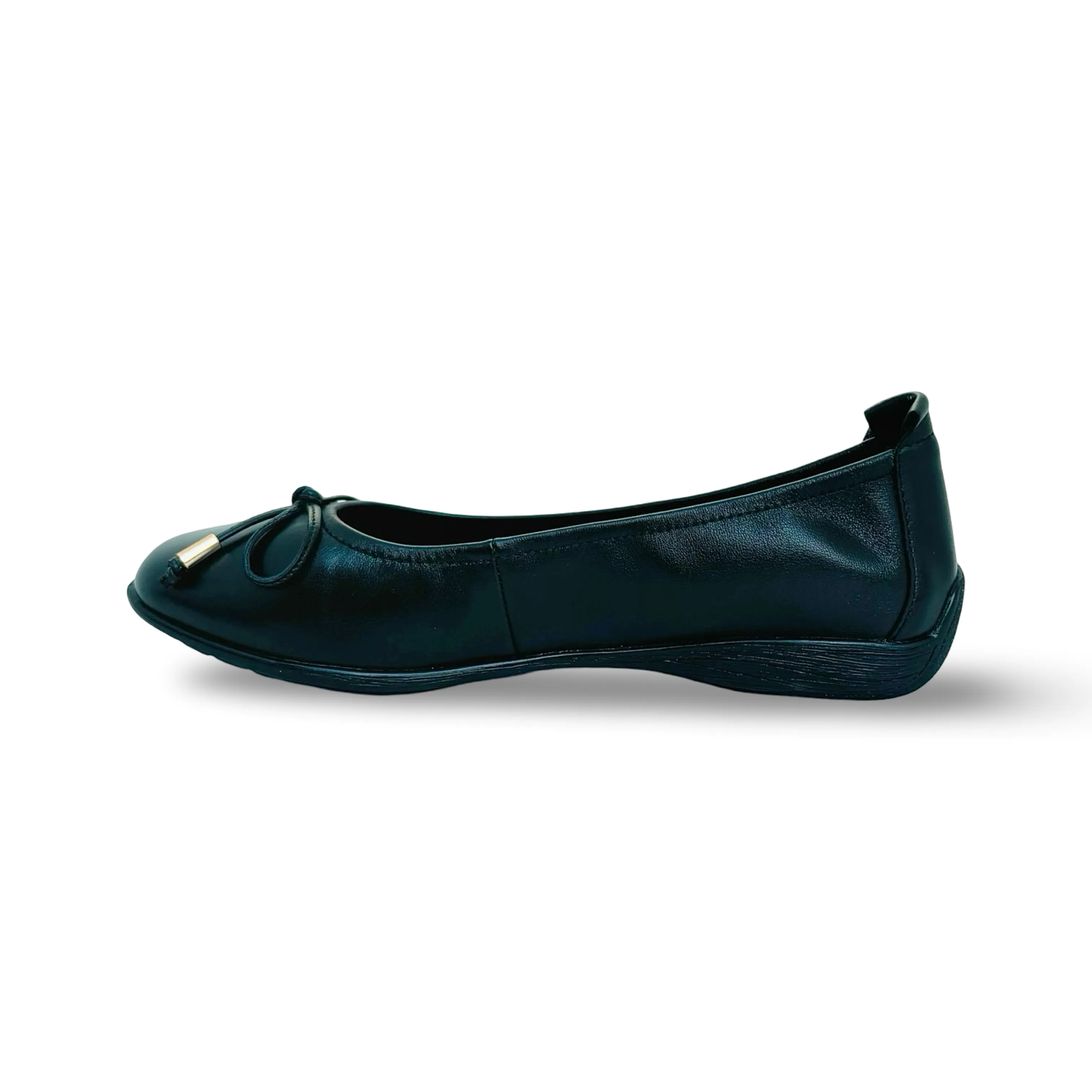 Fenja Black Leather Flat