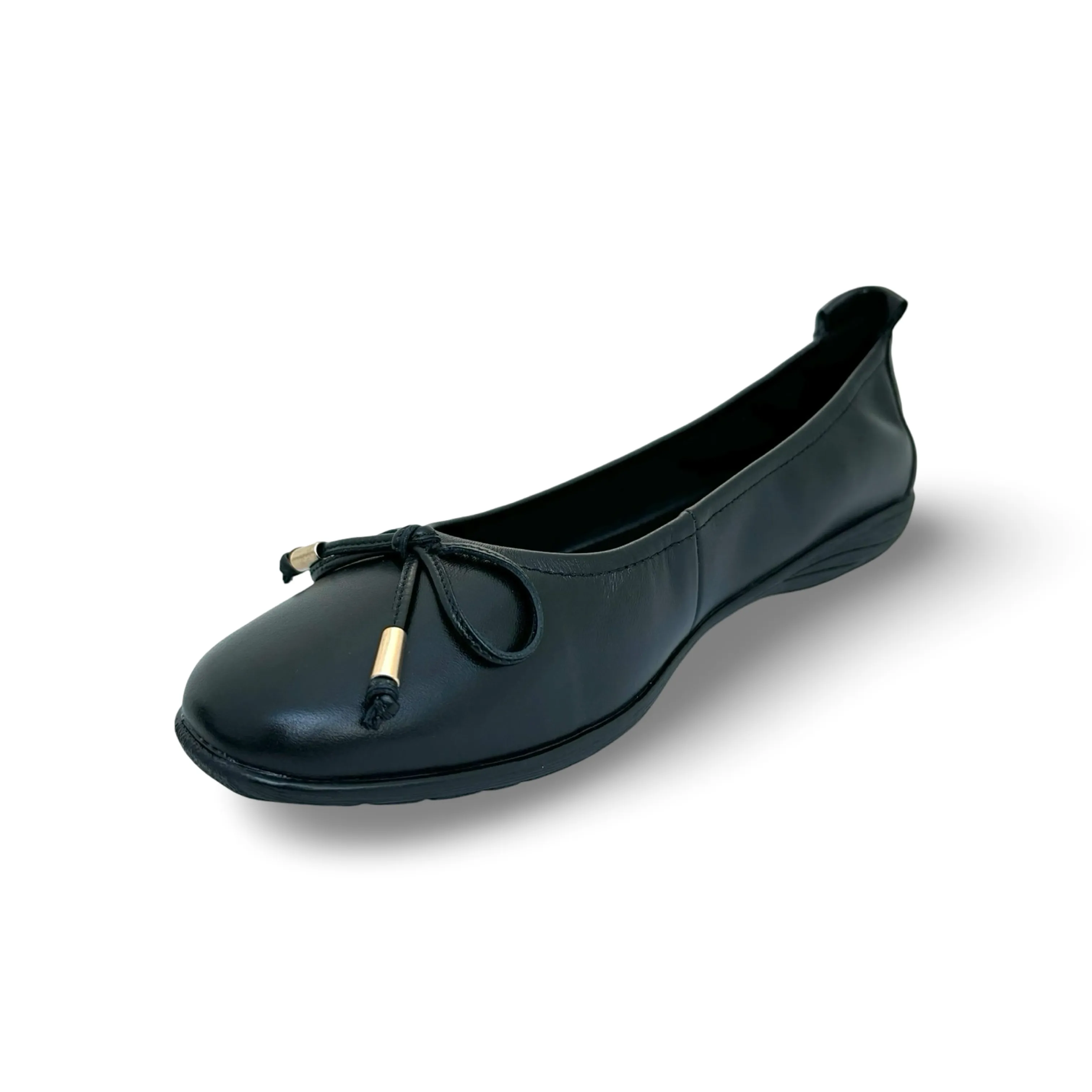 Fenja Black Leather Flat