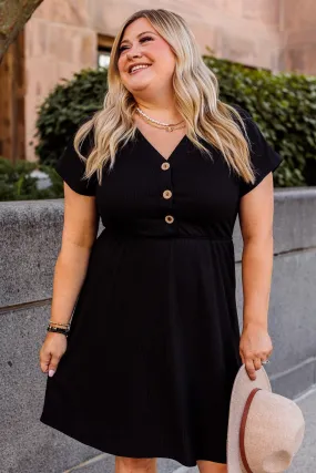 Black Ribbed Knit Dress