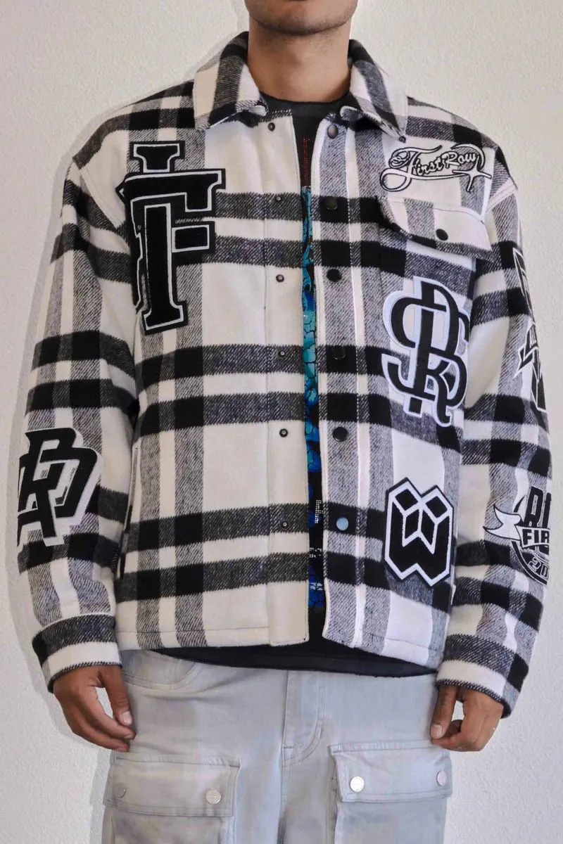 First Row All Over Logo Multi Patches Shacket Black Jacket