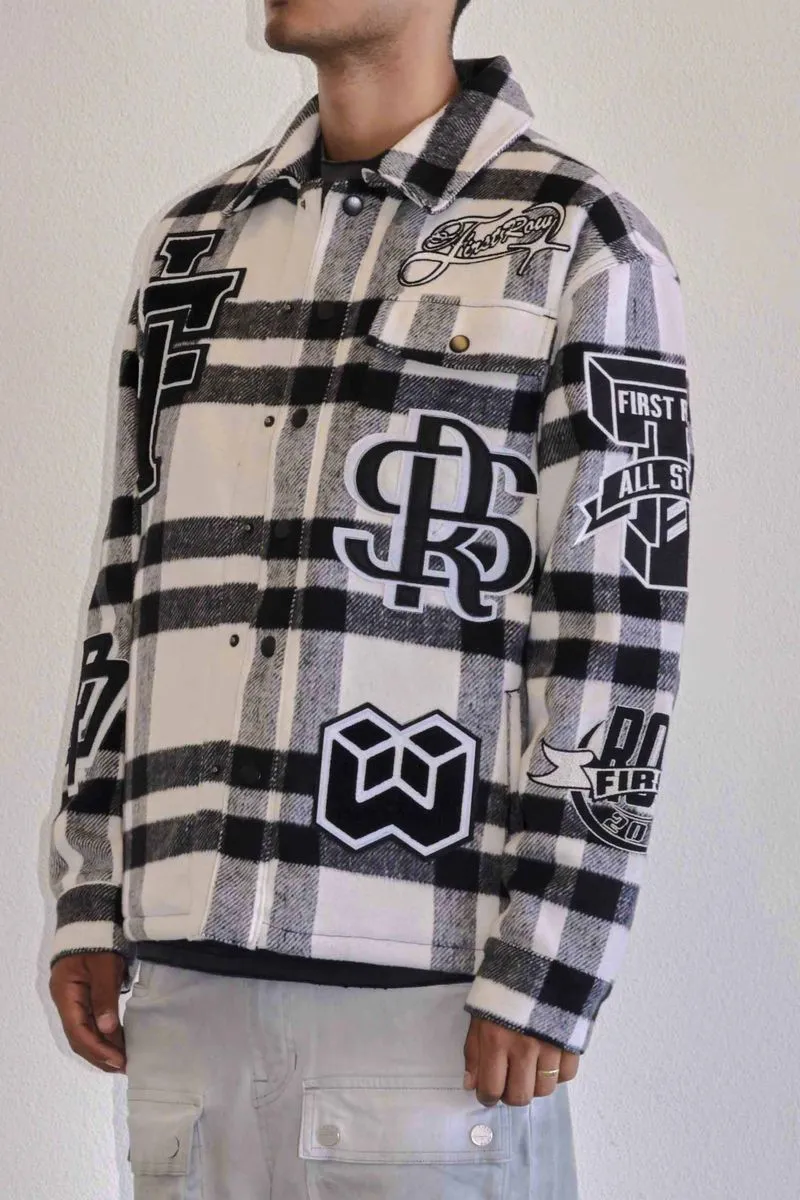 First Row All Over Logo Multi Patches Shacket Black Jacket