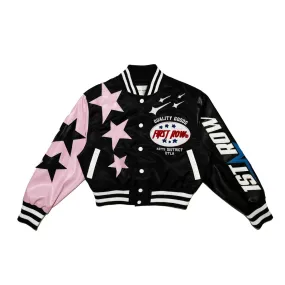 First Row Stars Black Women's Varsity Jacket