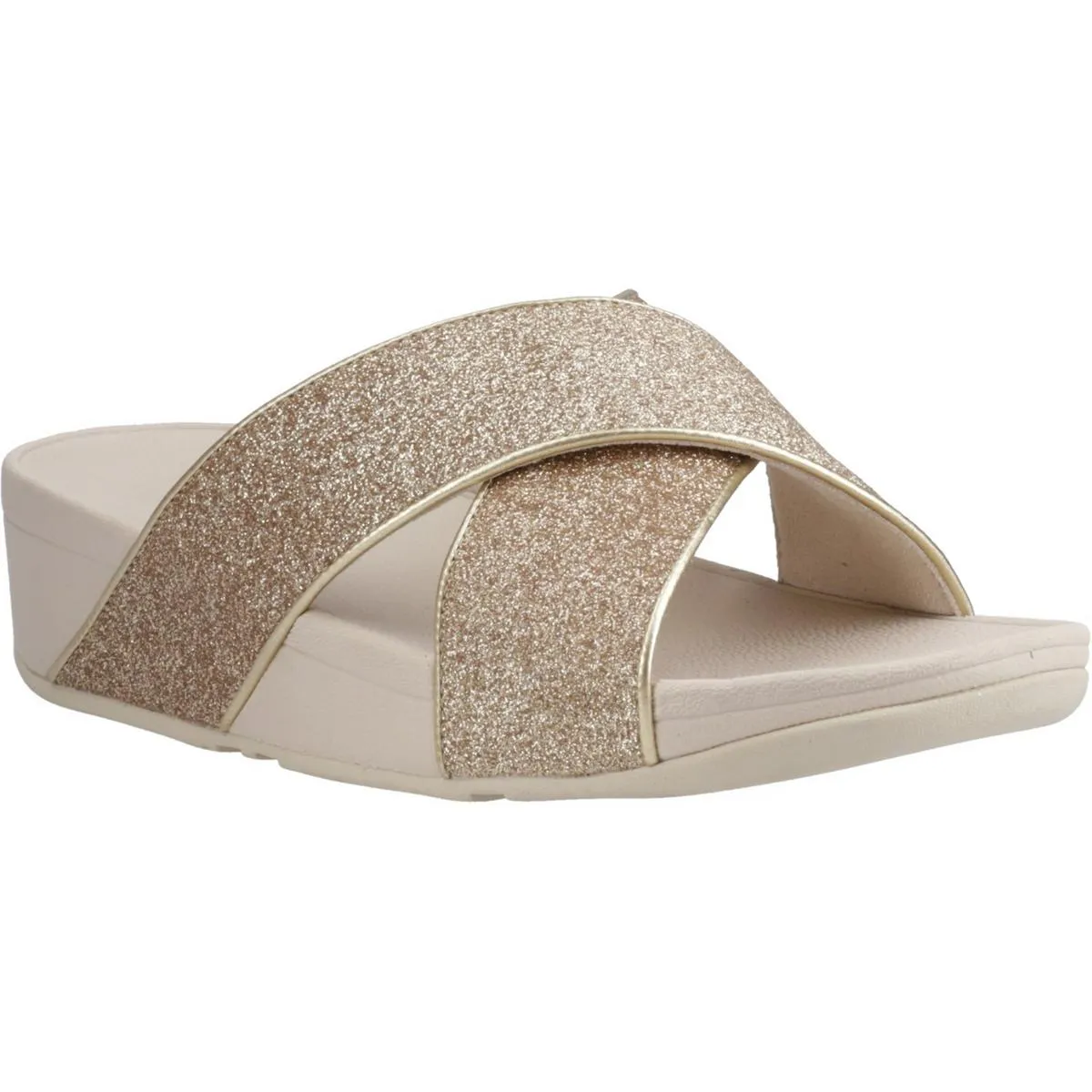 Fitflop Lulu Glitterdust Cross Slides Platino