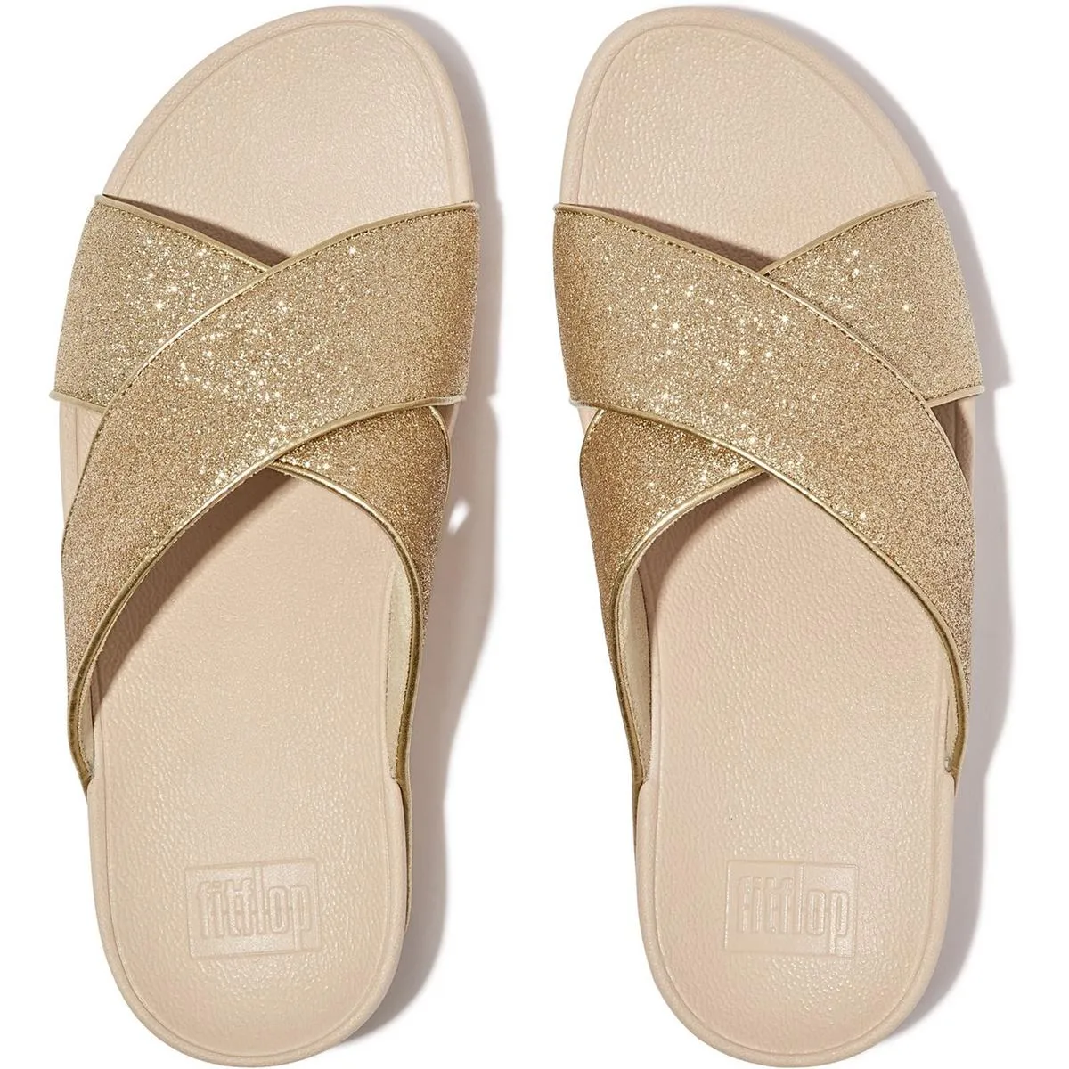 Fitflop Lulu Glitterdust Cross Slides Platino