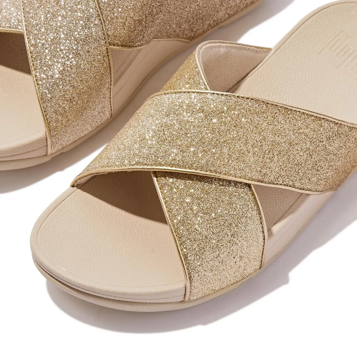 Fitflop Lulu Glitterdust Cross Slides Platino