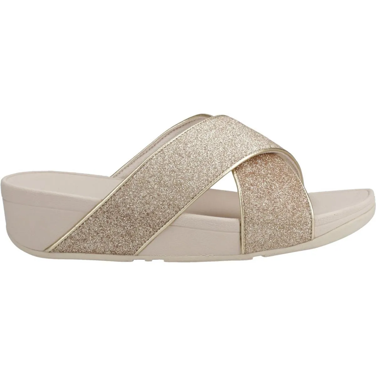 Fitflop Lulu Glitterdust Cross Slides Platino