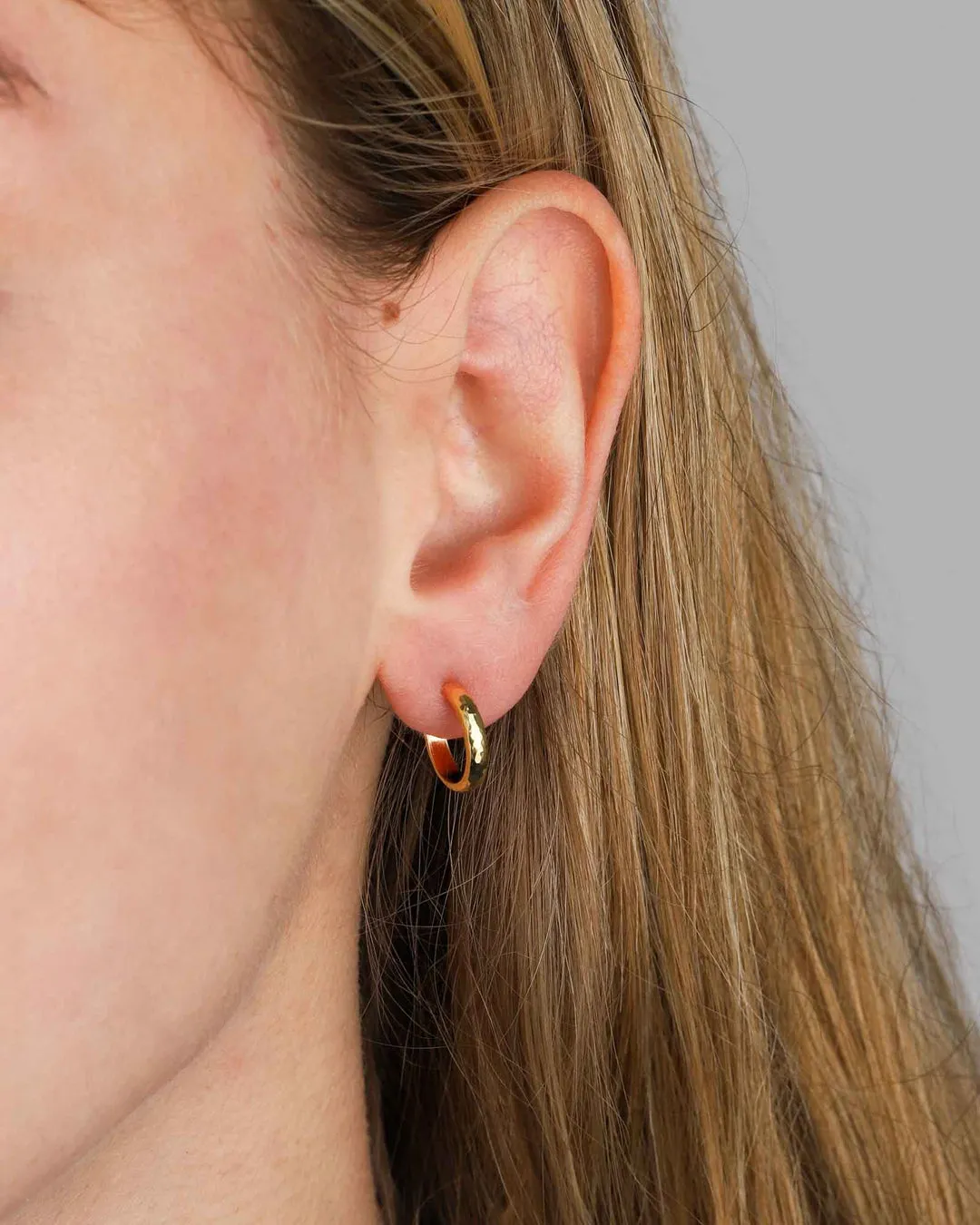     Flat Hammered Hoops | 12mm    --    