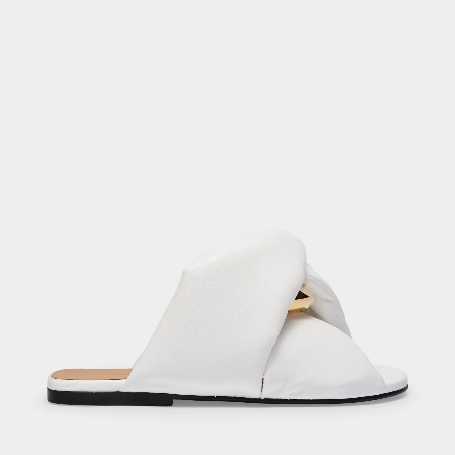 Flat Twist Sandals in White Leather