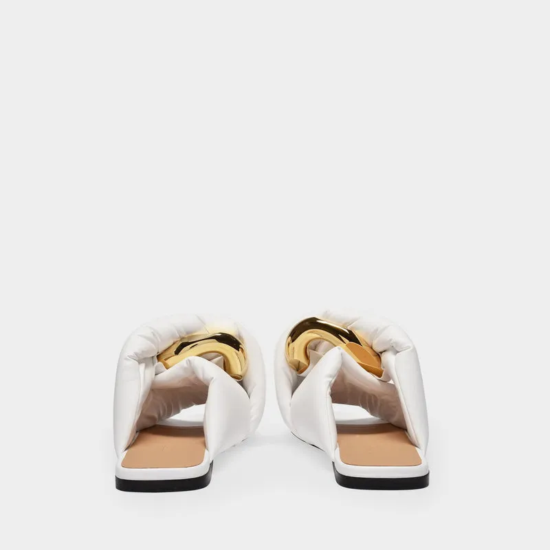 Flat Twist Sandals in White Leather