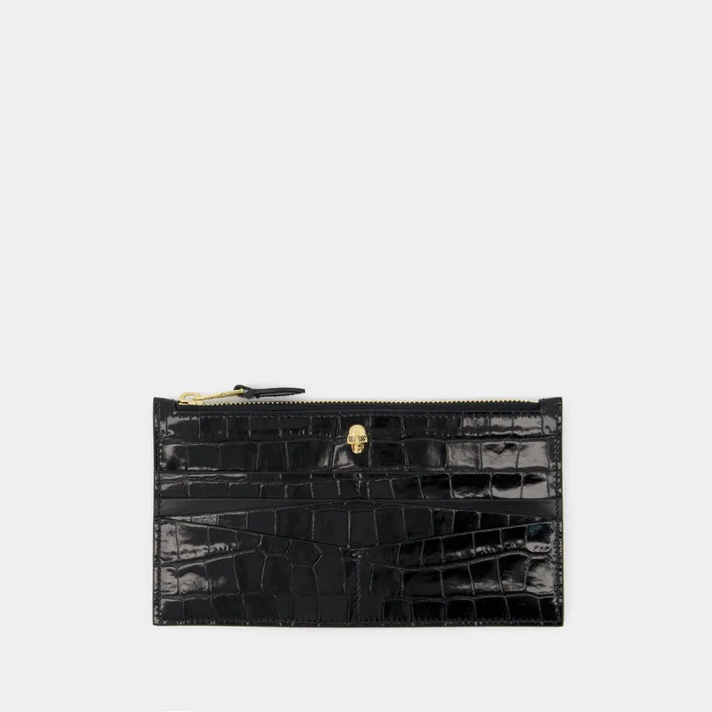 Flat Zip W/Cc Wallet - Alexander Mcqueen - Black - Leather