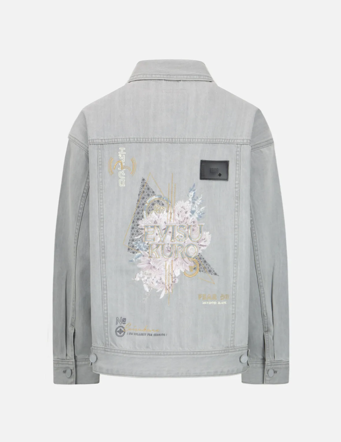 Floral and Brocade Motifs Embroidery Denim Jacket