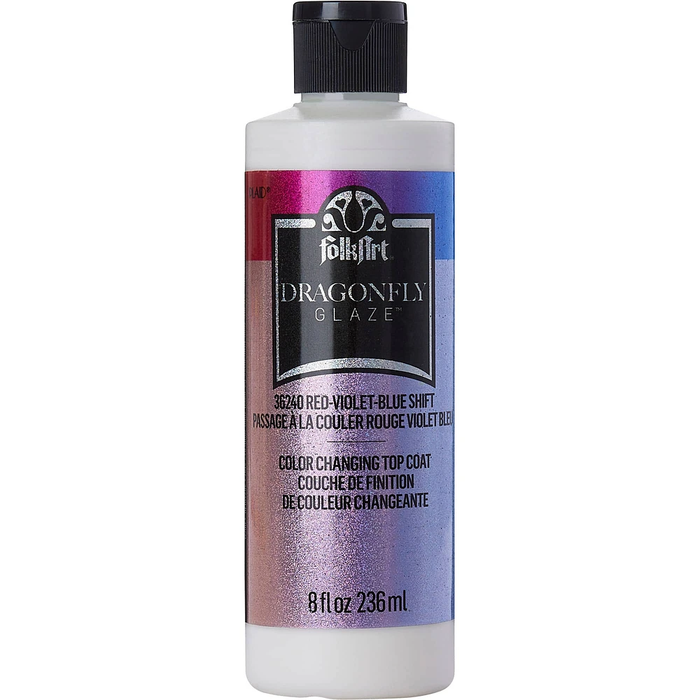 FolkArt® Dragonfly Glaze™ Red-Violet-Blue Color Changing Top Coat