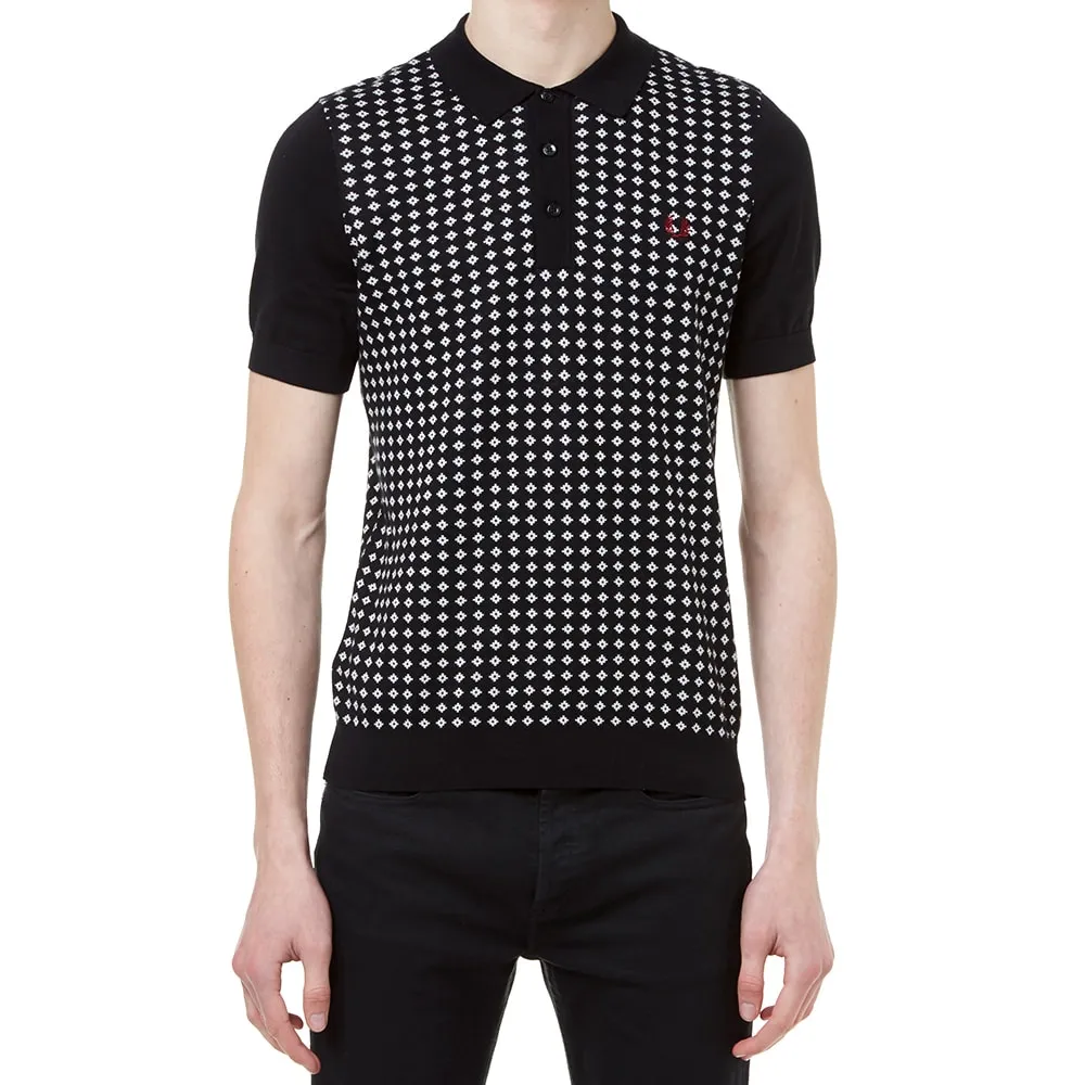 Black Monochrome Graphic Knit Polo by Fred Perry x Drake's