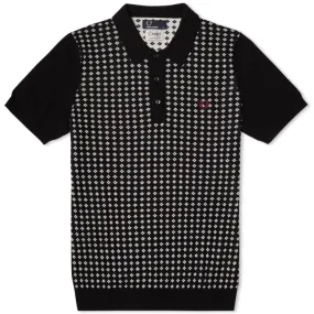 Black Monochrome Graphic Knit Polo by Fred Perry x Drake's