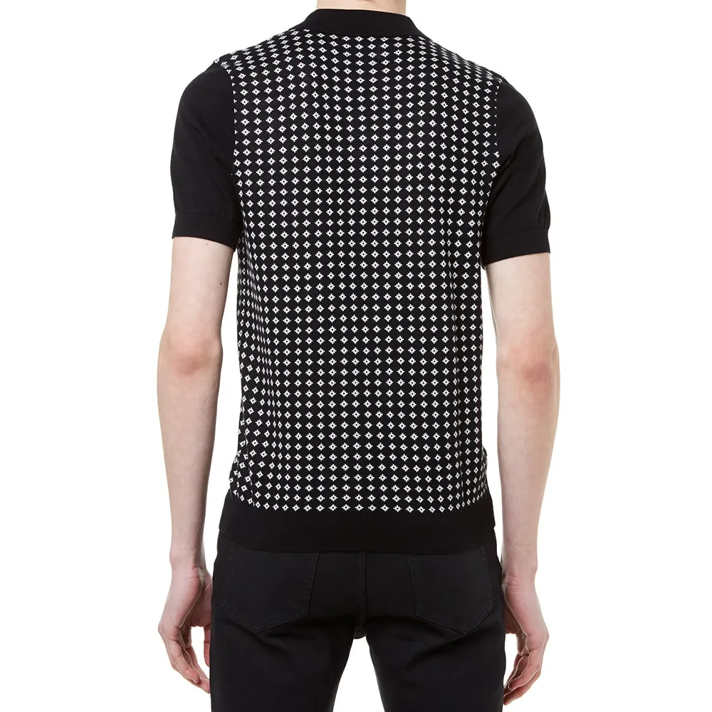 Black Monochrome Graphic Knit Polo by Fred Perry x Drake's