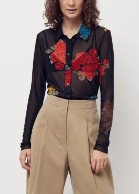 Ganni -  Printed Mesh Shirt - Shirt