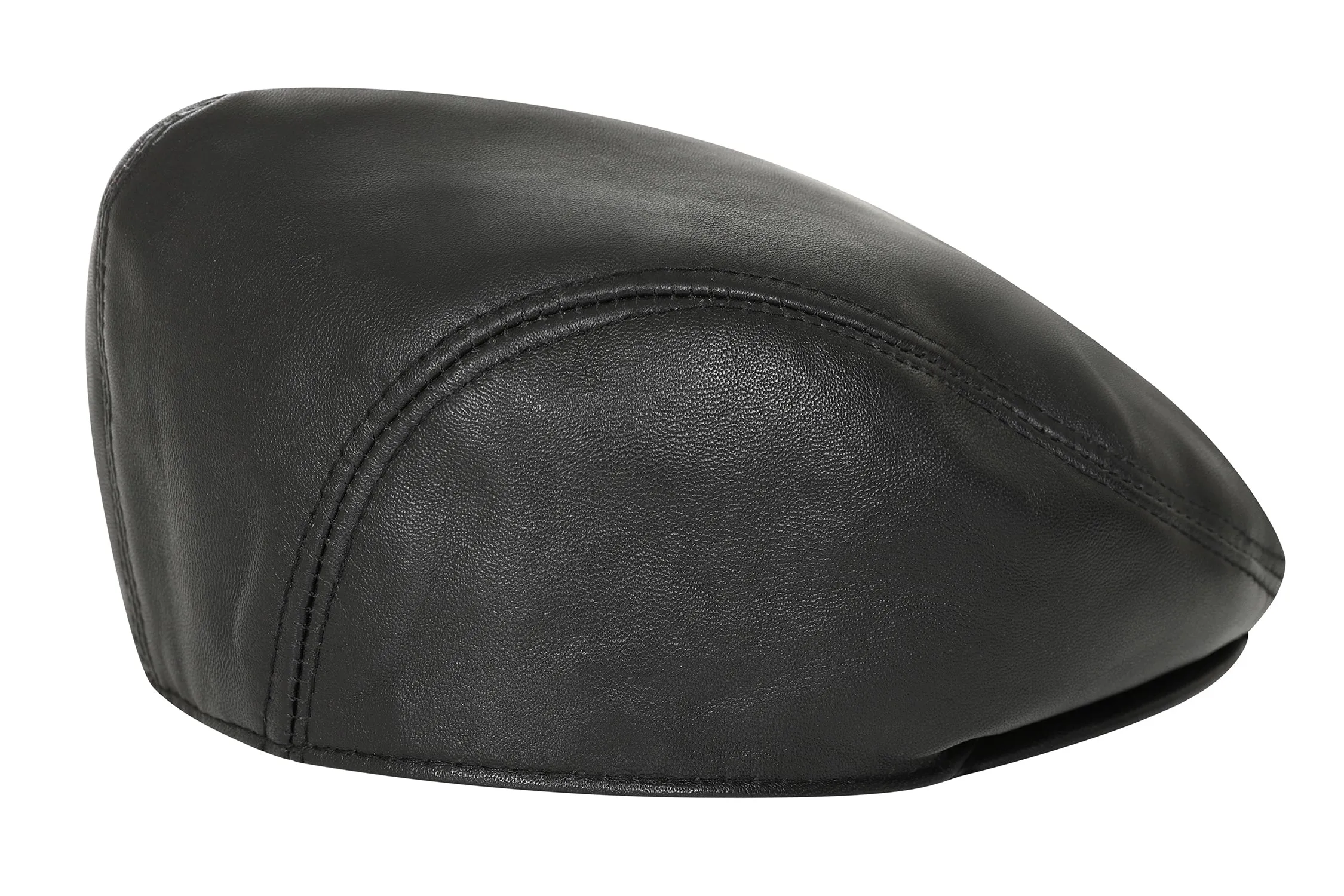 Genuine Black Leather Grandad Flat Cap