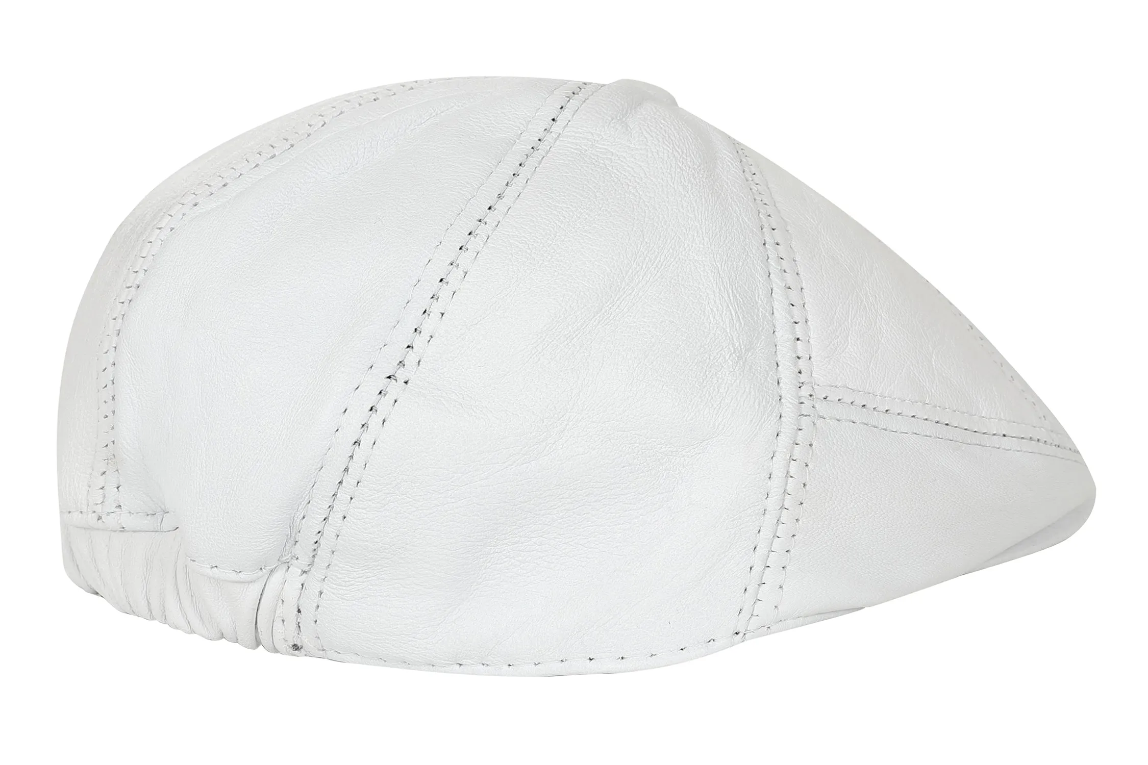 Genuine White Leather London Flat Cap - Timeless Classic