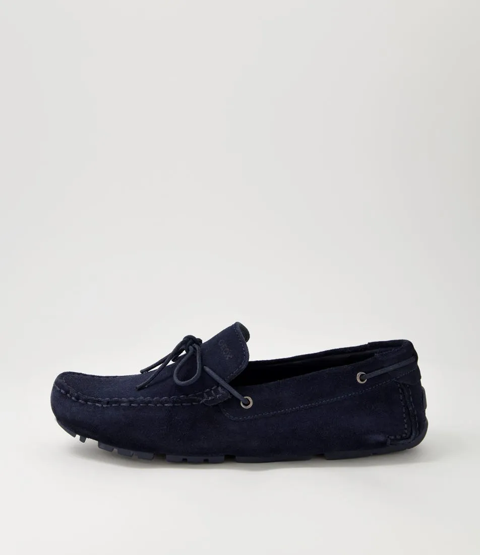 GEOX U Melbourne A Navy Suede Moccasins