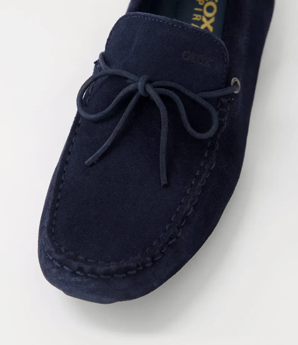 GEOX U Melbourne A Navy Suede Moccasins