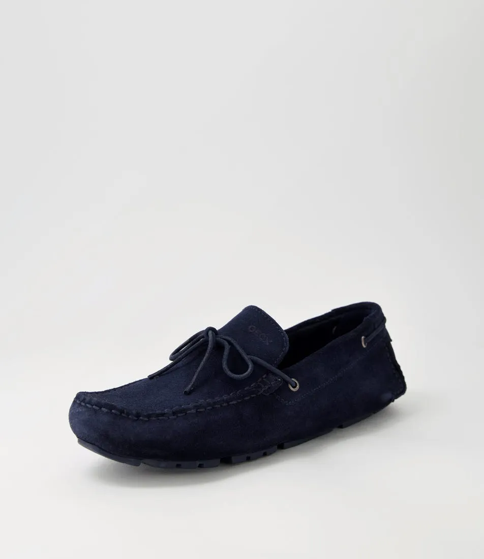 GEOX U Melbourne A Navy Suede Moccasins