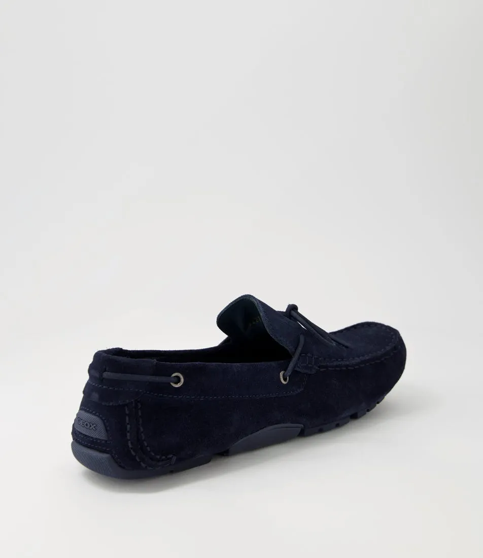 GEOX U Melbourne A Navy Suede Moccasins