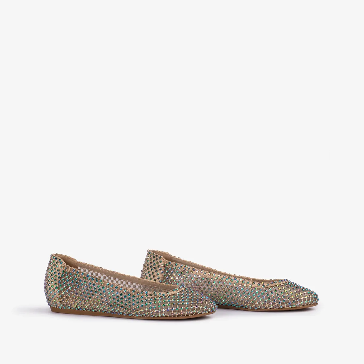 GILDA BALLET FLAT Gold fishnet ballet flat with iridescent Crystals