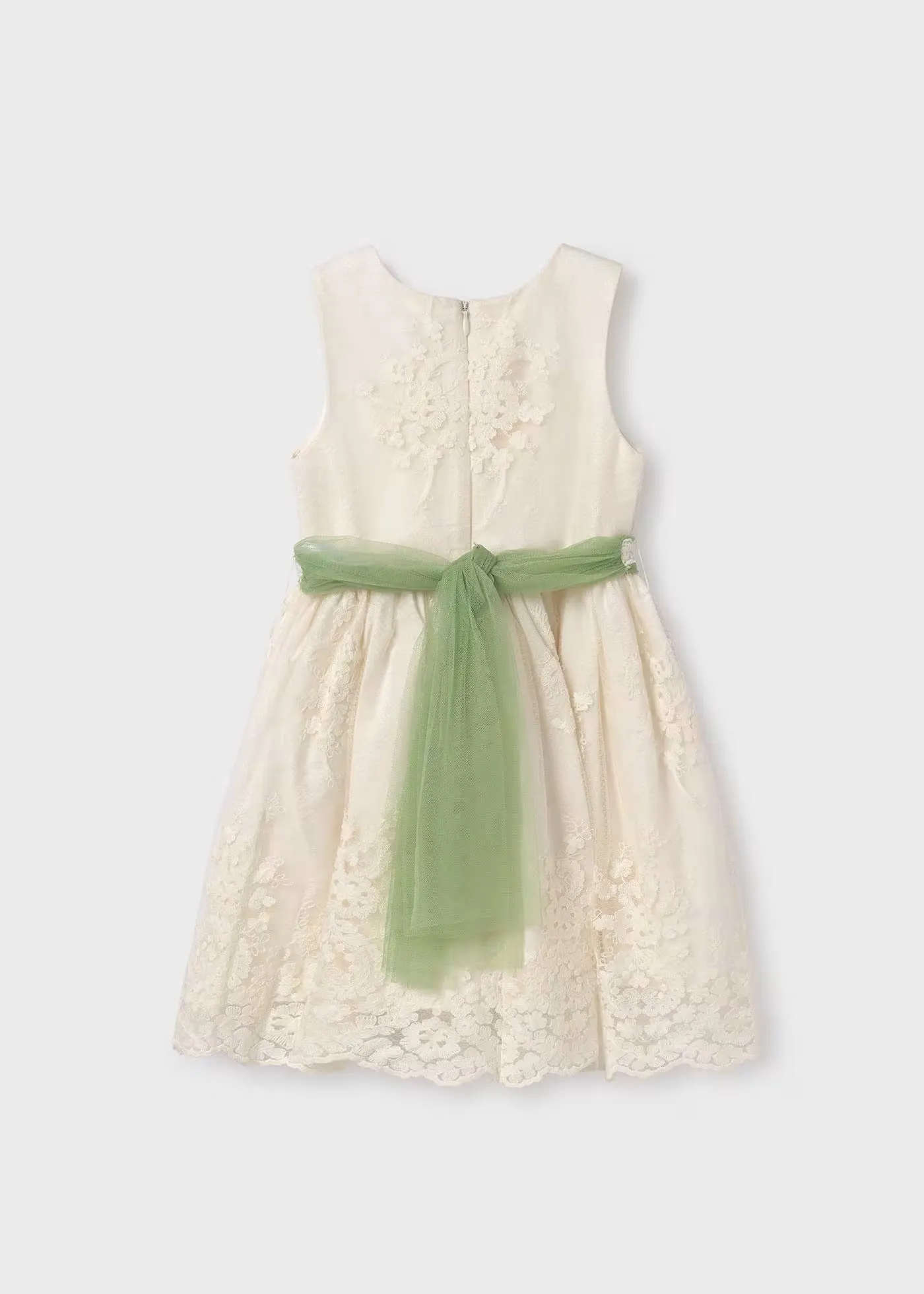 Natural Jacquard Tulle Dress for Girls