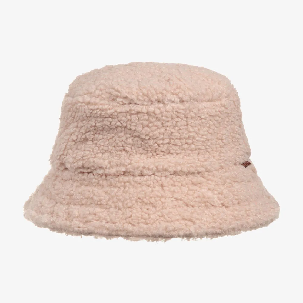 Girls Pink Sherpa Bucket Hat