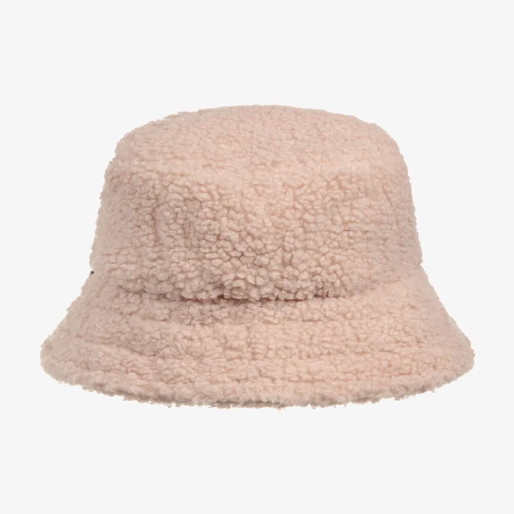 Girls Pink Sherpa Bucket Hat