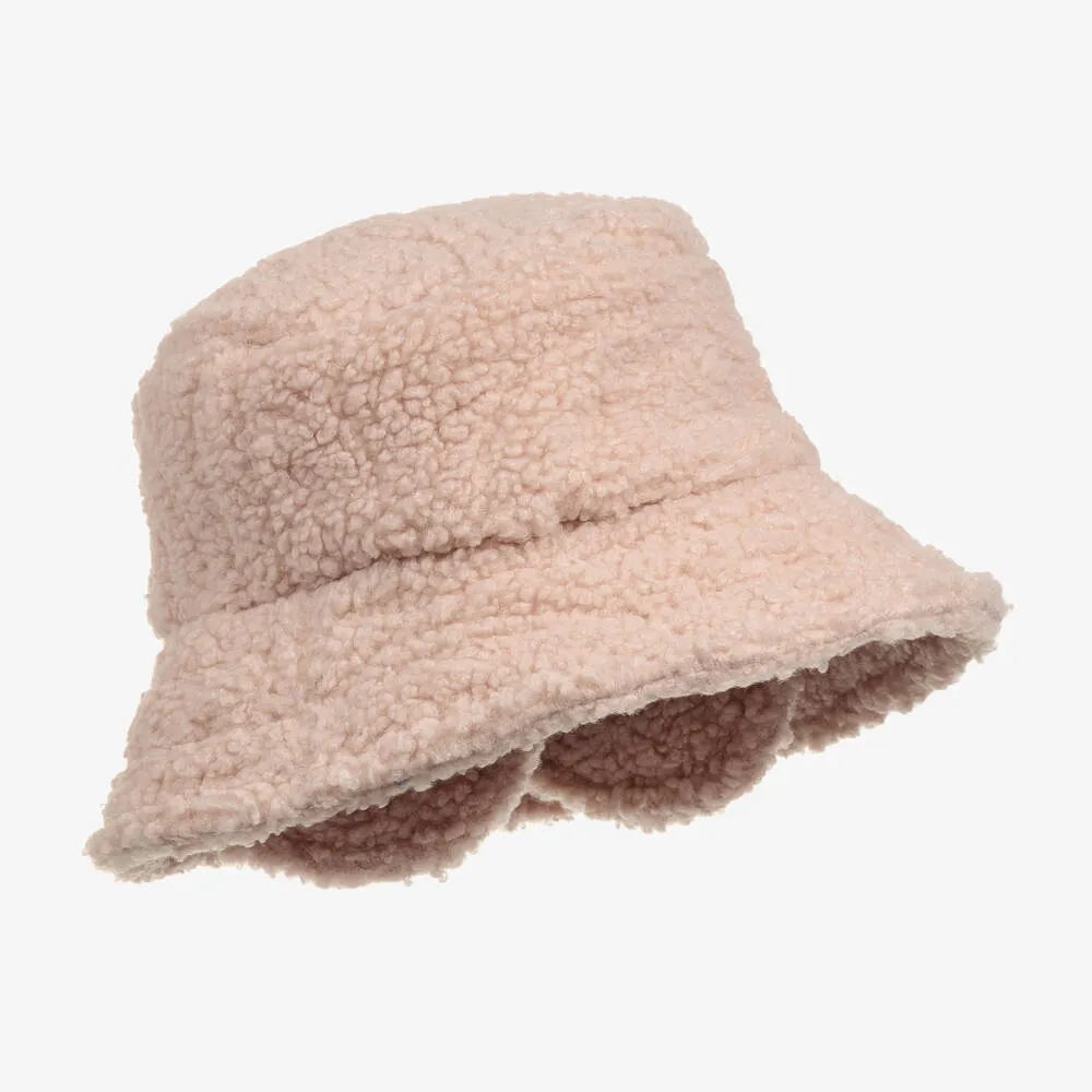 Girls Pink Sherpa Bucket Hat